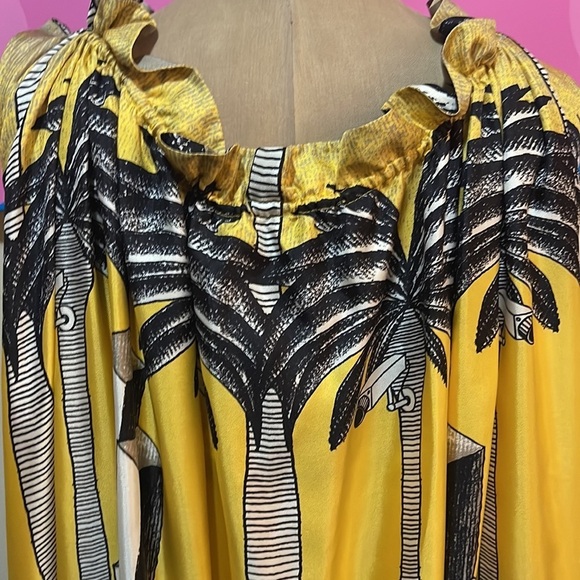 JC de Castelbajac Yellow Black Maxi Dress Camr Camera Act Print NWT - Picture 8 of 16